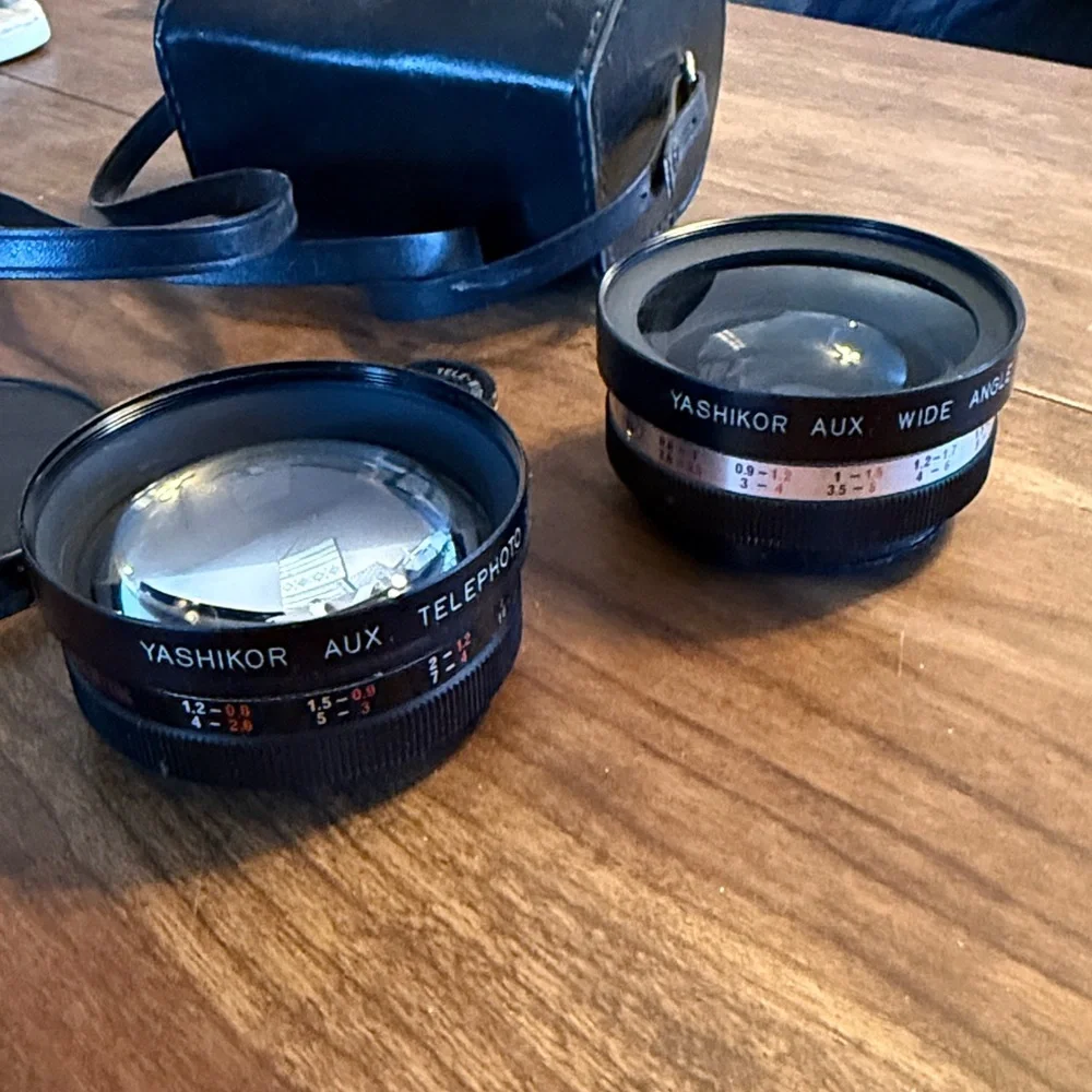 Set of Yashica Yashikor auxiliary wide angle and telephoto conversion lenses